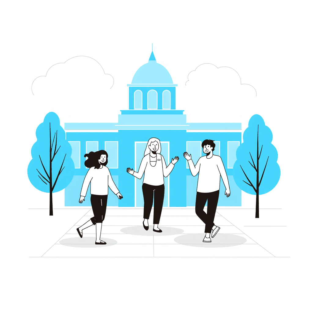 people walking in a college campus