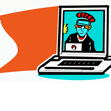 potrait man playing laptop illustration art butcher billy sticker colorful illustration highly detailed simple smooth clean vector curves jagged lines vector art smooth andy warhol style