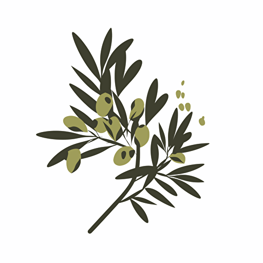 Create a silhouette of a olive branch,minimalistic,cartoon style,vector