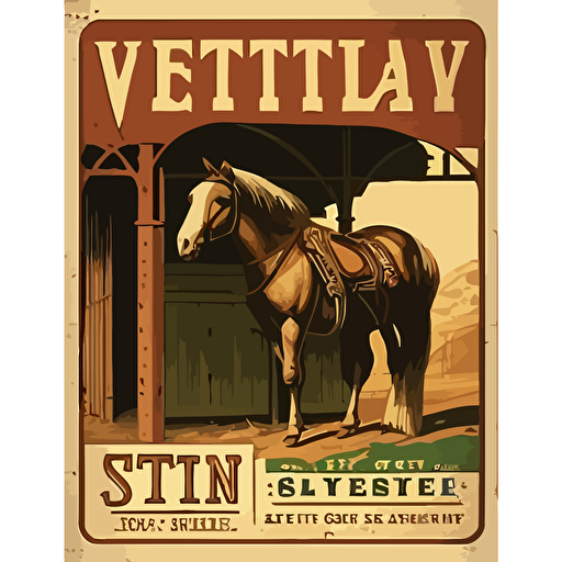 vector poster, city stable, usa, western, 1900