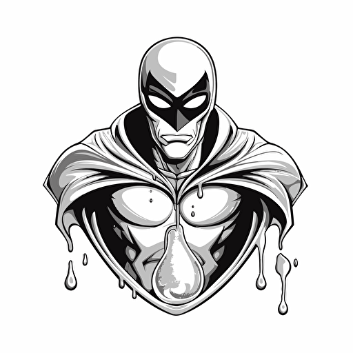 a water drop superhero bust, minimalism, concept art, vector draw, revenge, black and white, coloring page, outline only, powefull