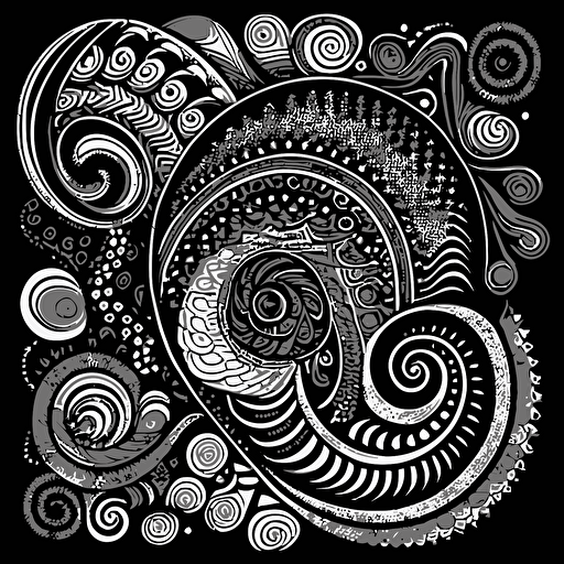black line zentangle art vector