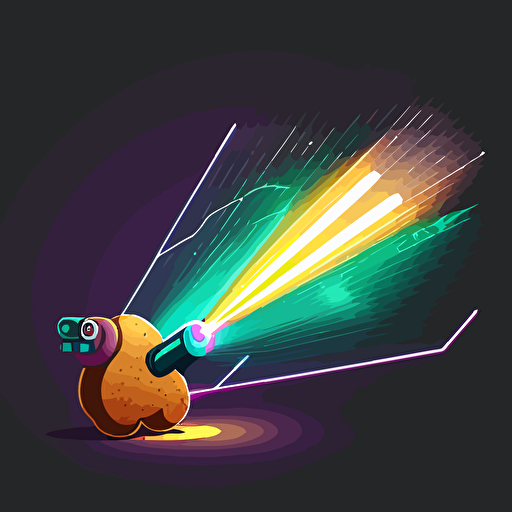 vector art of a potato launcher shooting a laser beam