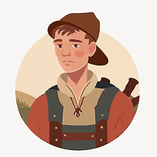 flat vector illustration of a teenage mediavel peasant