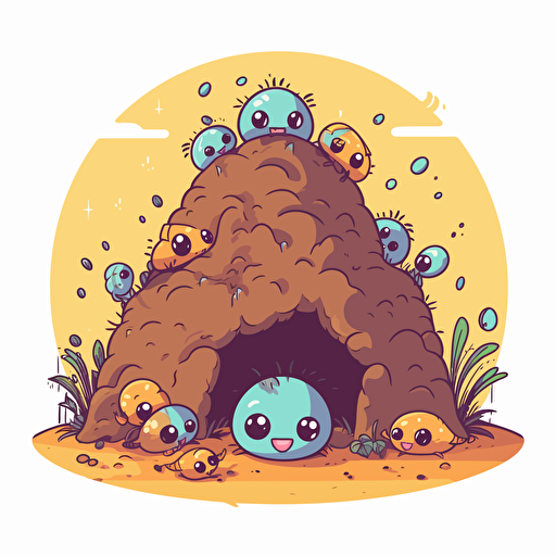 cute anthill kawaii style, vector clipart