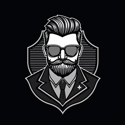 Elegant Minimalist hacker blason with pair of optic glasses, beautiful vector illustration