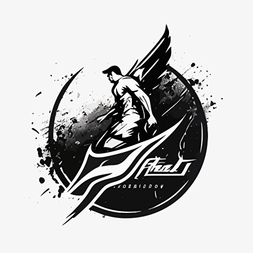 [style] an iconic logo of a sports company with a black vector and white backround