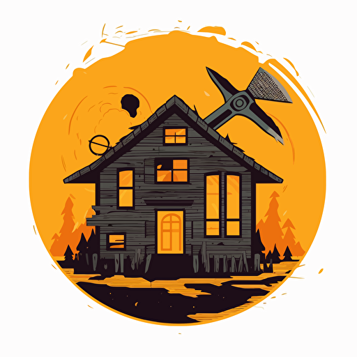 logo on the theme of house construction and its dangers, flat vector