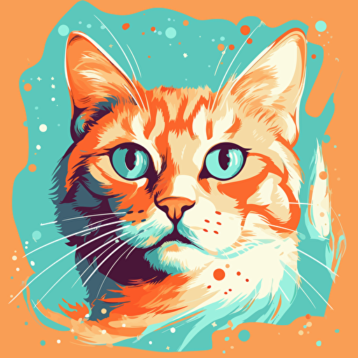 vivid orange tabby cat, vector child illustration