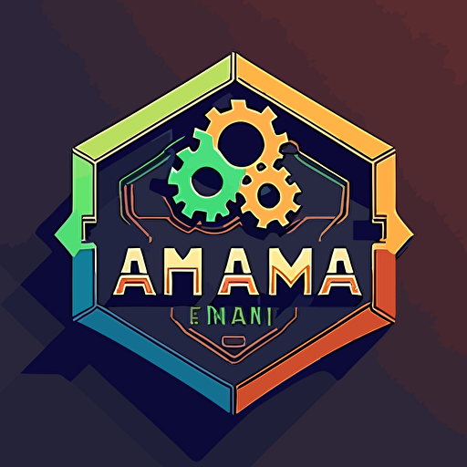 game engine logo with the title "Cadena AI" 2d flat vector, simplistic with a few colors