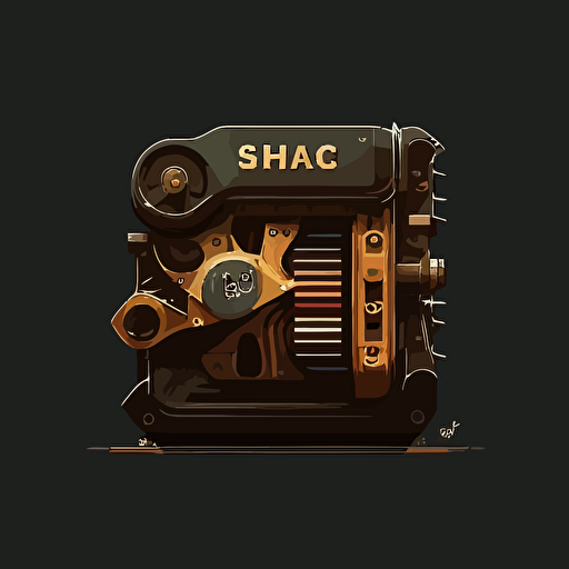 [Search Engine] "style", "corporate logo","minimalist","flat vector","simple","dark background", "2D", "style of Rob Janoff"],subject: "Car Engine mixed with Search technology"