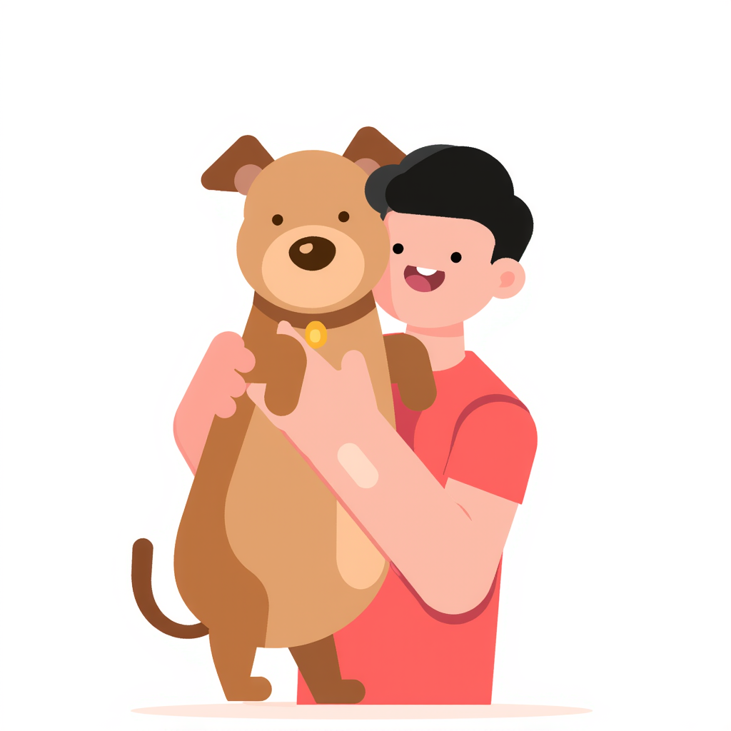 a person hugging a dog