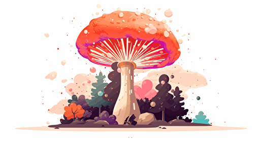 beautiful flat color vector atomic mushroom explotion on white background