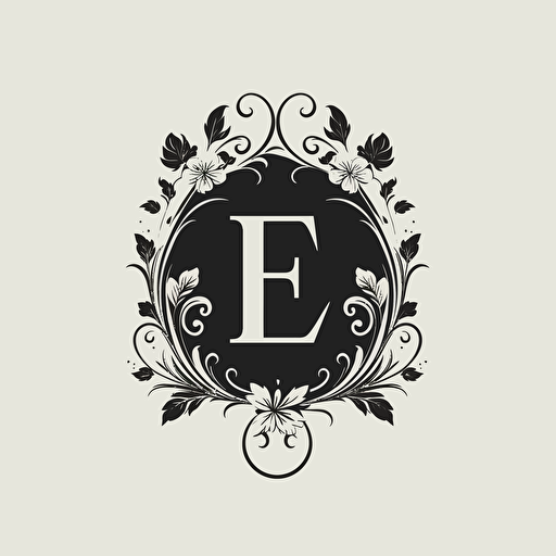 a lettermark logo of letter E, logo, vector, simple, with floral elements