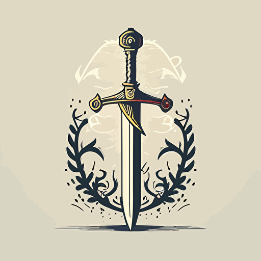 Swinging Sword, symbolic, simple, iconic, vector illustration