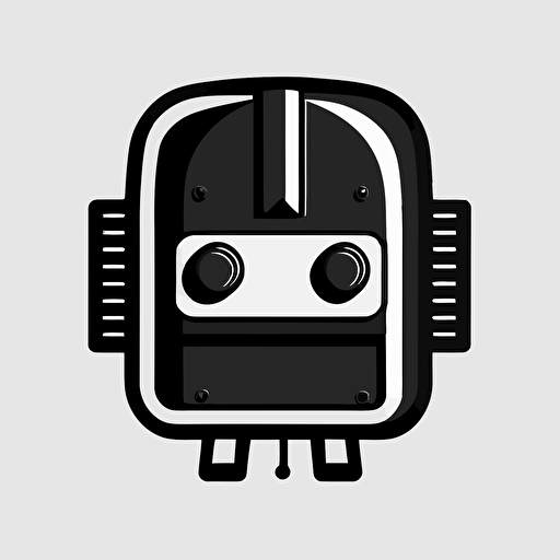 robot helmet icon, similar to to discord.com logo, flat, vector icon, symmetric shapes, from the front, symmetric, super simple and minimalistic, logo, black and white, minimal, monochramic