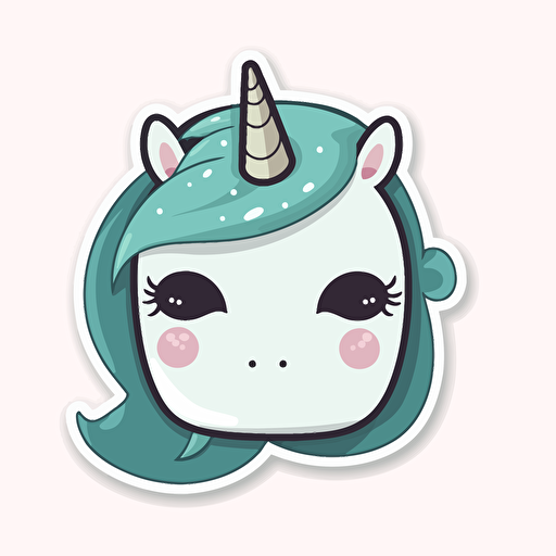 cute unicorn cartoon in flat vector, sticker