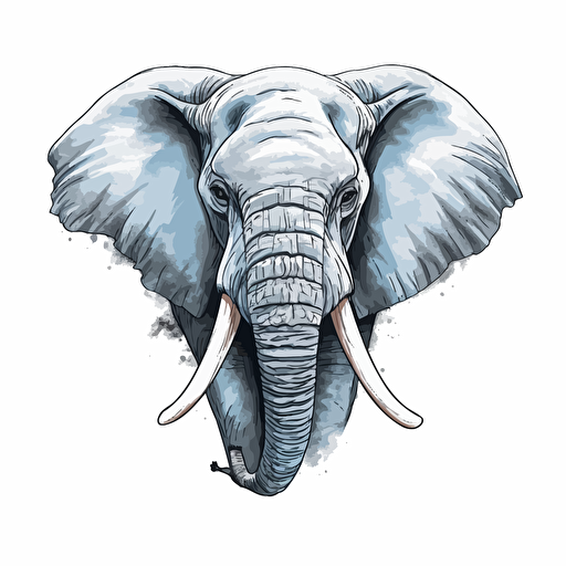 white elephant drawing,vector,white backgroud,minimallist