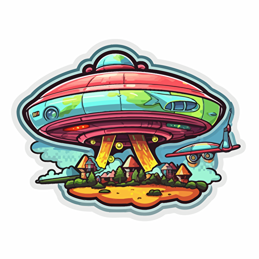 A ufo sticker, graffiti art, hip hop style, 2d, vector art