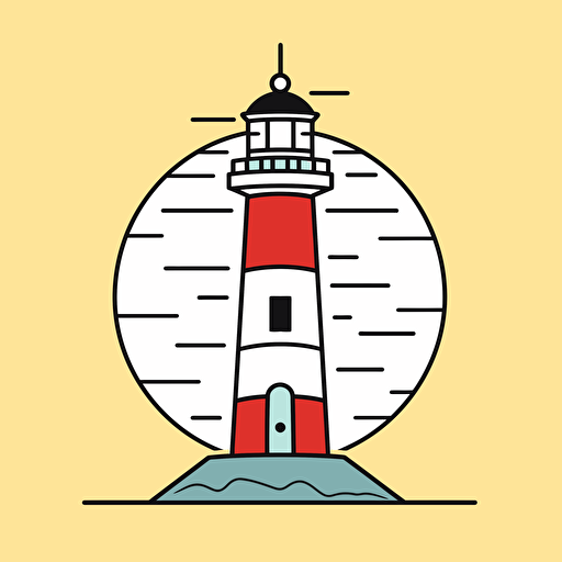 Vector illustration lighthouse illustration, in the style of patrick caulfield, muted colors, simple line drawings, bill traylor, pseudo