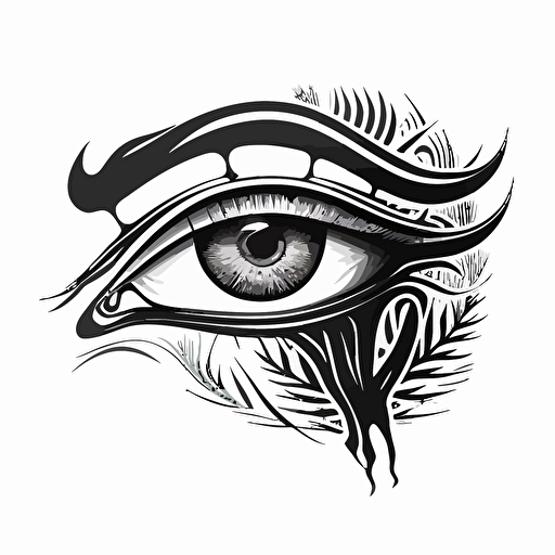 black and white vector, eye of horus, y2k style logo, smooth