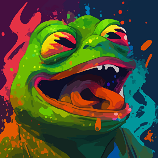 pepe meme, splater paint, vibe, vivid, hip. vector image