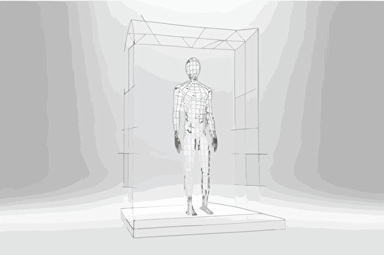 vector WIREFRAME HUMAN FIGURE, full length against white background, simple, minimalist,