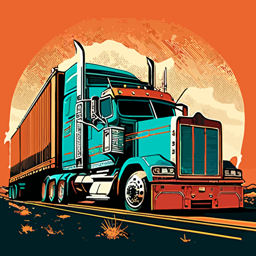 Trucking vector, in Route, Cargo