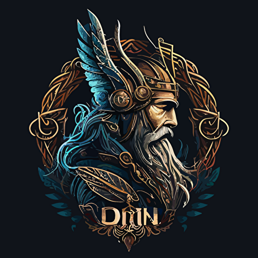 detailed 2D vector logo of Odin