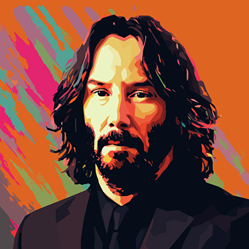 this exact image of keanu, but as an illustration, vector art
