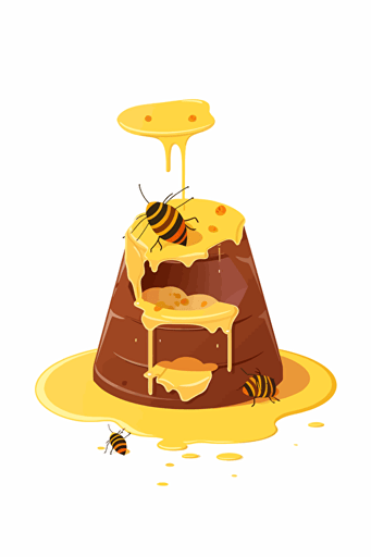 flat vector illustration of a bee nest with honey dripping from it on a white background