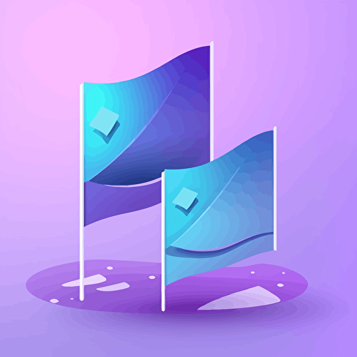 web page logo two plain rectangular flags sky-blue and purple in opossite directions vector style