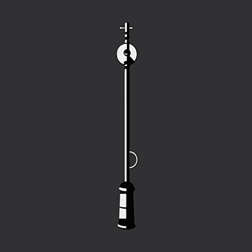 simple deep sea fishing pole, minimalism, vector art, black and white, flat