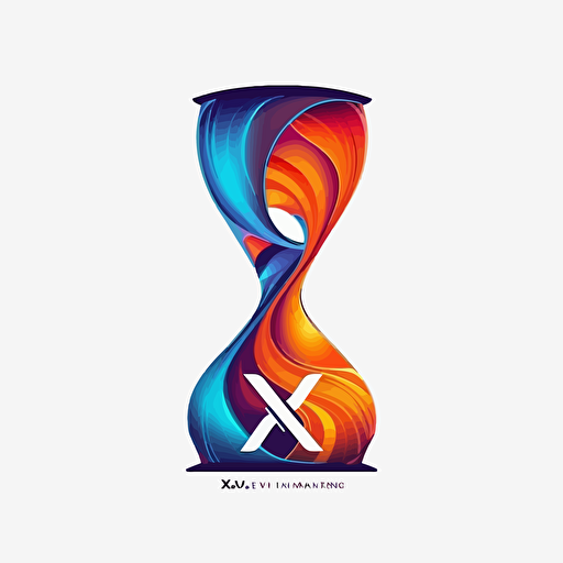 corporate logo describe infinite layed hourglass company name IXOVOXI, vector drawing, colorful complex