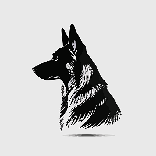 simple minimalistic iconic logo of a German shepherd dog. black vector on white background. v5