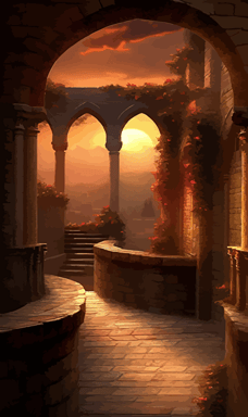 Orange blossom sunset, mesmerizing vector, palette of iridescent, set against a backdrop of intricate by Vladimir Kush, M. C. Escher and Paul Lehr, Paul Keel