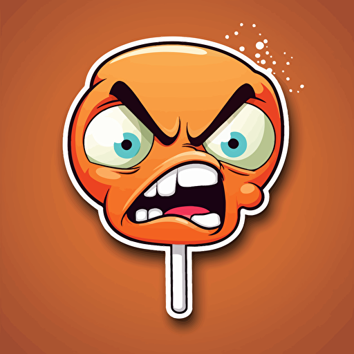 funny gum stick angry face, vector, sticker,