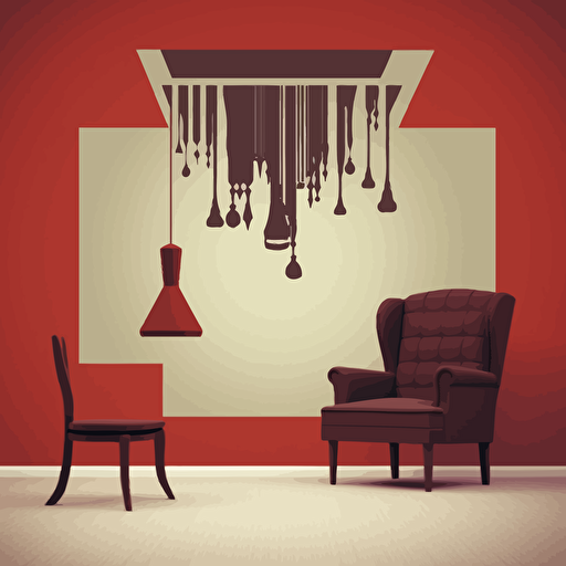 upside down room 2d simple die-cut sticker vector art