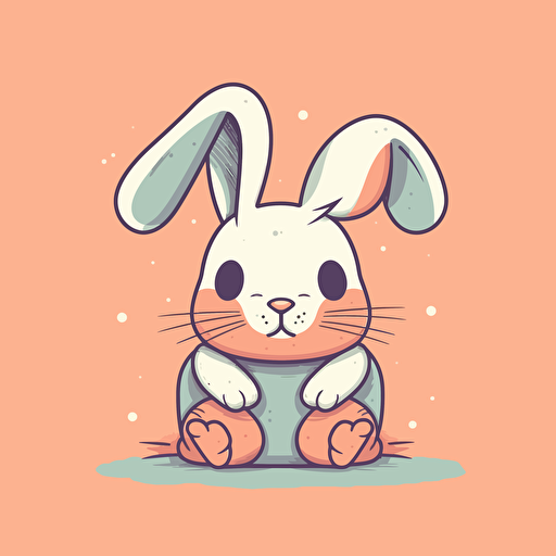 A cute and cuddly bunny, Comic vector illustration style, flat design, minimalist logo, minimalist icon, flat icon, adobe illustrator, cute, simple