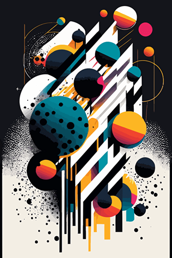 vector art style with Ben day dots and geometric forms