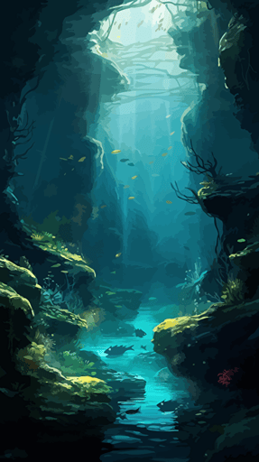 picturesque underwater scene, vector image, pdf format