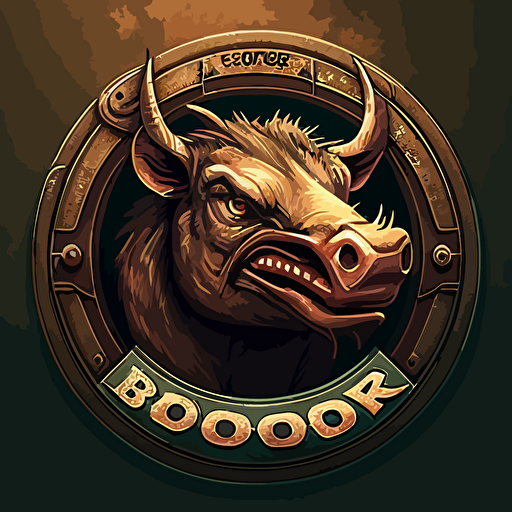 A striking emblem for the Bosco company comes to life through the artistic use of vector art. Within the confines of a simple circular tire, a warthog is captured in a side shot, exuding an air of friendly focus through its cartoonish eyes. With a wry smile gracing its features, the creature conveys a perfect balance of warmth and ambition. The tire encircling the warthog seems to burn rubber, lending a dynamic touch to the design. This 2D cartoon-style logo is both captivating and memorable, embodying the company's unique spirit in every detail.