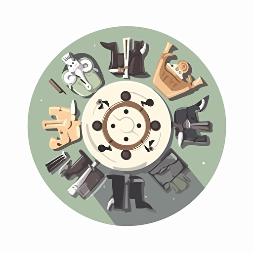 Minimalistic round war table in a logo style, include softness and unity, top view, vector, cartoon style, white background