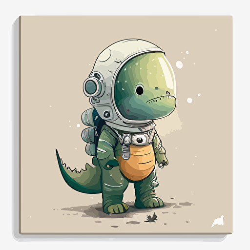 cute astronaut dinosaur, children illustration, nursery poster, digital painting, vector