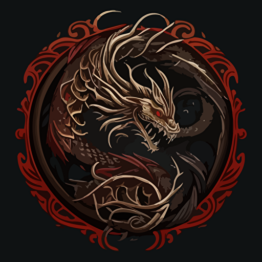 dark vector, circle logo, traditional Chinese dragon