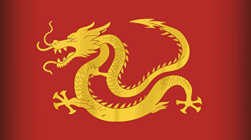 red and gold dragon flag, chinese stars, futuristic and minimalistic government flag design, vector emblem