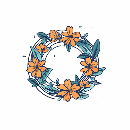 small circle with flowers wrapped around it, vector logo