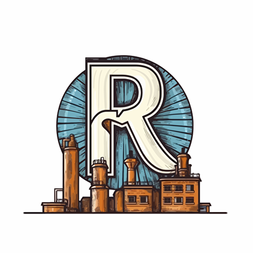 simple logo vector for a factory work in clothes. Logo includes R letter