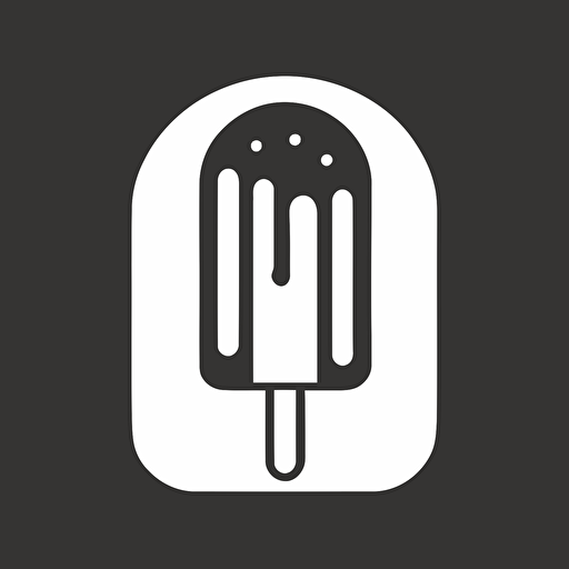 popsicle logo without text, vector design, flat, modern, futuristic, cartoonish, black and white