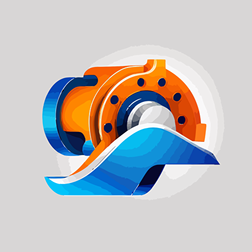 a modern futuristic minimal vector logo design from a pressure valve, orange blue with white background